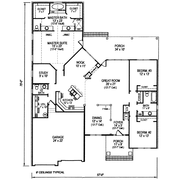 Home Plan - Traditional Floor Plan - Main Floor Plan #14-230