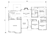 Mediterranean Style House Plan - 3 Beds 2 Baths 1629 Sq/Ft Plan #129-113 