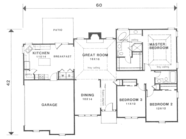Architectural House Design - Mediterranean Floor Plan - Main Floor Plan #129-113