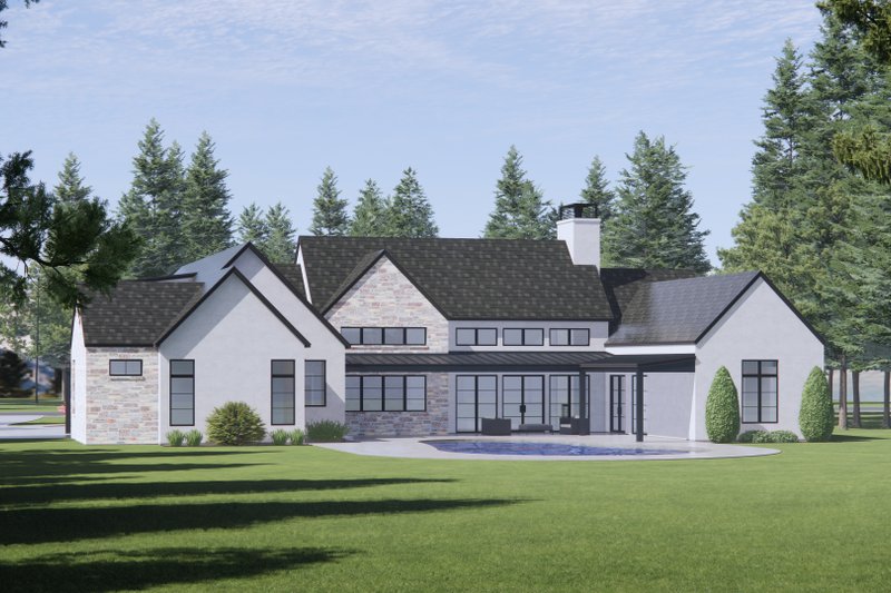 House Design - Exterior - Rear Elevation for Modern House Plan #1096-28 - 4 bed, 4.5 bath