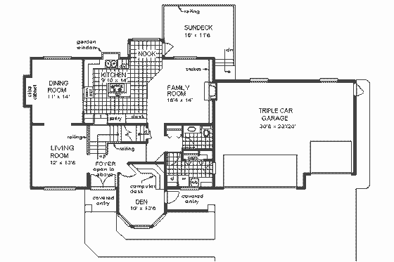 Floor Plan - Main Floor for European House Plan #18-220 - 3 bed, 2.5 bath