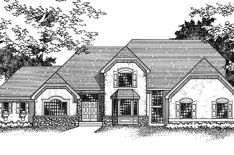 Architectural House Design - Exterior - Front Elevation 3 for Country House Plan #51-776 - 4 bed, 3.5 bath