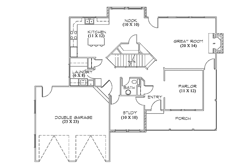 Home Plan - Floor Plan - Main Floor for Country House Plan #945-34 - 3 bed, 2.5 bath