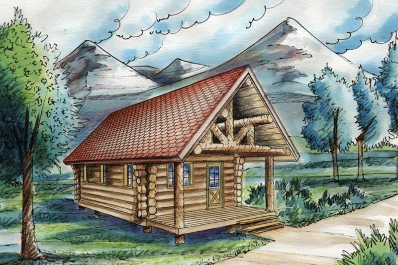 Dream House Plan - Log Exterior - Front Elevation Plan #117-828