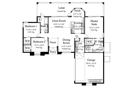 Floor Plan - Main Floor for Mediterranean House Plan #930-304 - 3 bed, 2 bath
