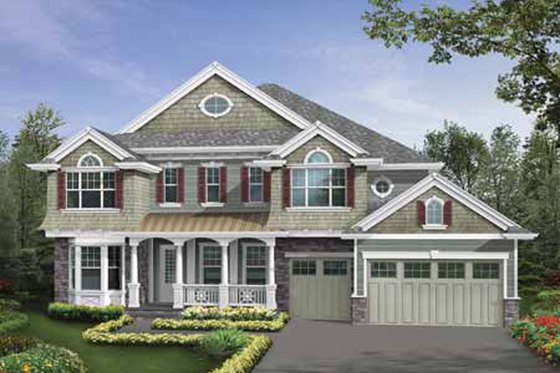 Exterior - Front Elevation 3 for Craftsman House Plan #132-513 - 5 bed, 5 bath