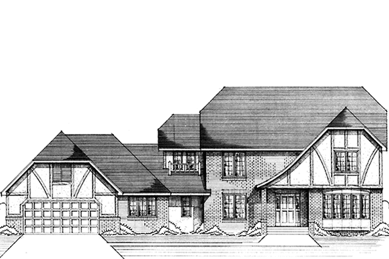 Architectural House Design - Exterior - Front Elevation 3 for Tudor House Plan #51-952 - 3 bed, 2.5 bath