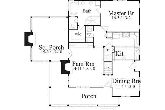 Floor Plan - Main Floor for Country House Plan #71-127 - 3 bed, 3.5 bath