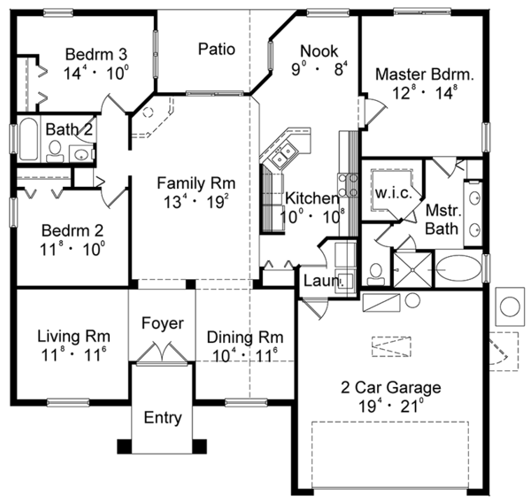 Architectural House Design - Mediterranean Floor Plan - Main Floor Plan #417-844