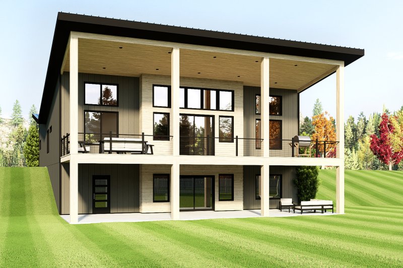 House Blueprint - Exterior - Rear Elevation for Contemporary House Plan #1064-449 - 3 bed, 3.5 bath