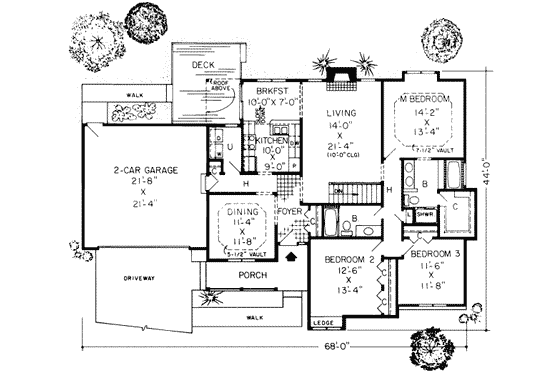 Floor Plan - Main Floor for Traditional House Plan #312-267 - 3 bed, 2 bath