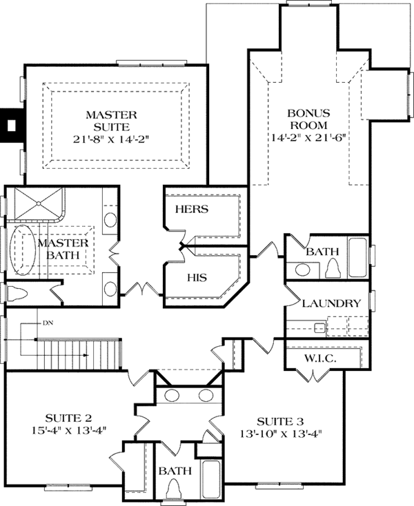 Architectural House Design - Colonial Floor Plan - Upper Floor Plan #453-331