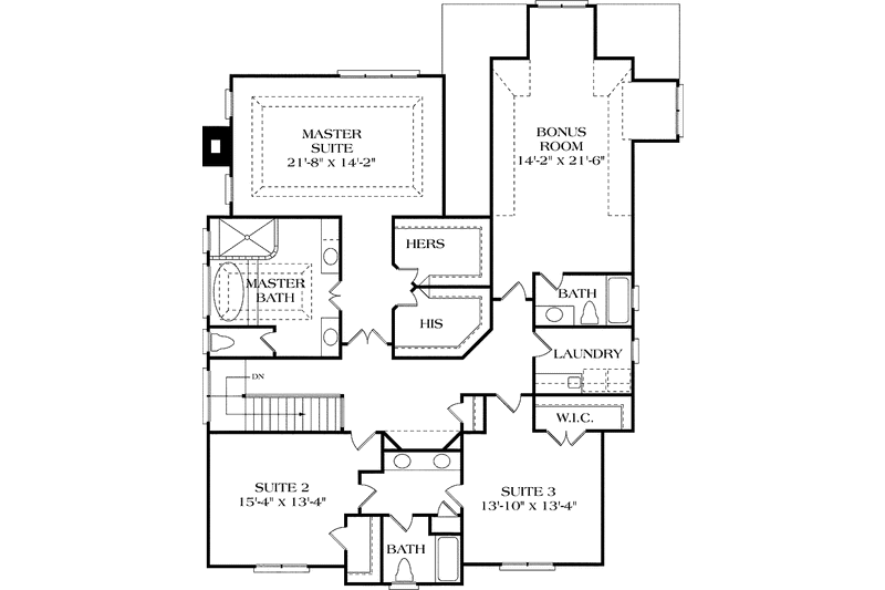 Home Plan - Floor Plan - Upper Floor for Colonial House Plan #453-331 - 4 bed, 4 bath