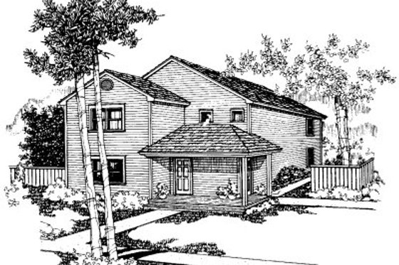 Exterior - Front Elevation for Traditional House Plan #303-242 - 3 bed, 1.5 bath