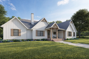 Exterior - Front Elevation 3 for Farmhouse House Plan #1117-22 - 3 bed, 2 bath