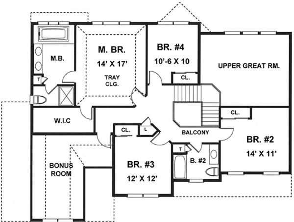 Home Plan - Country Floor Plan - Upper Floor Plan #1001-47