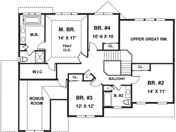 Dream House Plan - Country Floor Plan - Upper Floor Plan #1001-47
