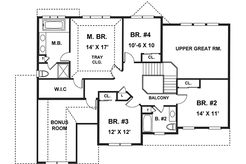 House Plan Design - Floor Plan - Upper Floor for Country House Plan #1001-47 - 4 bed, 2.5 bath
