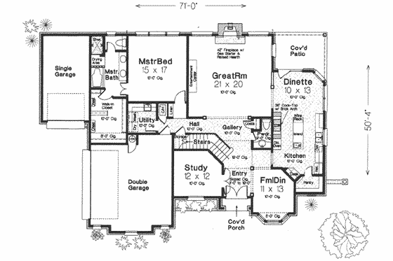 Floor Plan - Main Floor for European House Plan #310-323 - 4 bed, 3.5 bath