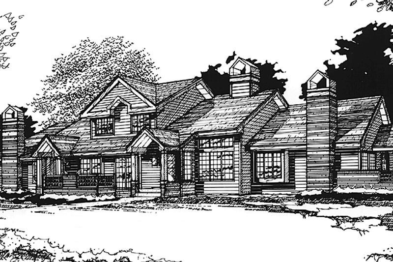 House Blueprint - Prairie Exterior - Front Elevation Plan #320-1146