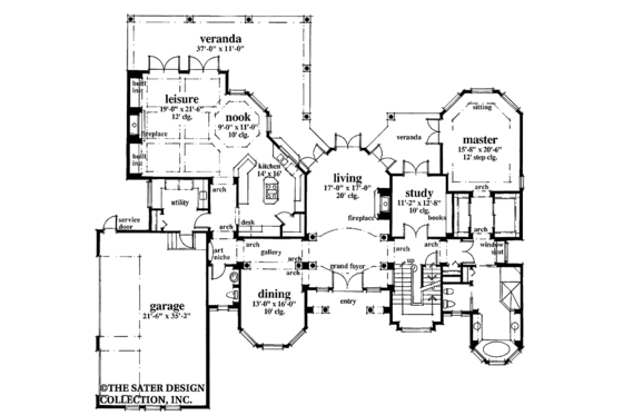 Floor Plan - Main Floor for Mediterranean House Plan #930-46 - 4 bed, 3.5 bath
