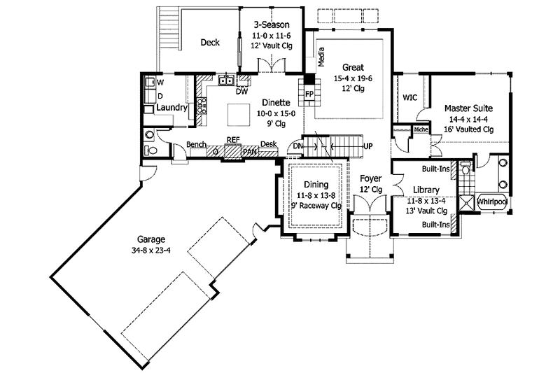 Home Plan - Floor Plan - Main Floor for Traditional House Plan #51-831 - 3 bed, 2.5 bath