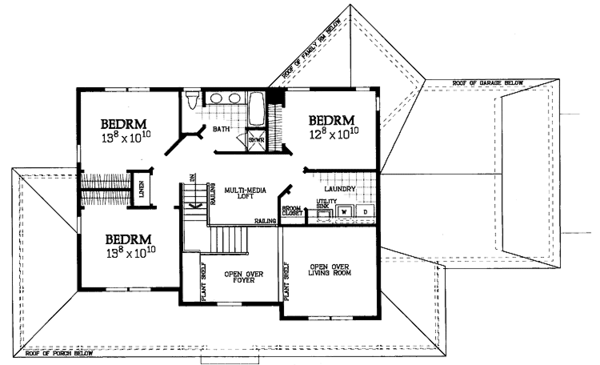 House Blueprint - Victorian Floor Plan - Upper Floor Plan #72-1090