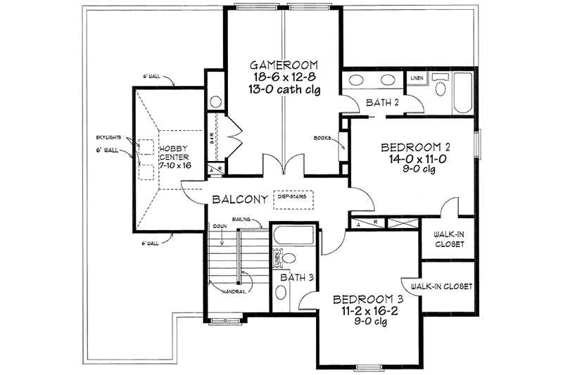 Home Plan - Floor Plan - Upper Floor for Country House Plan #410-3592 - 3 bed, 3.5 bath