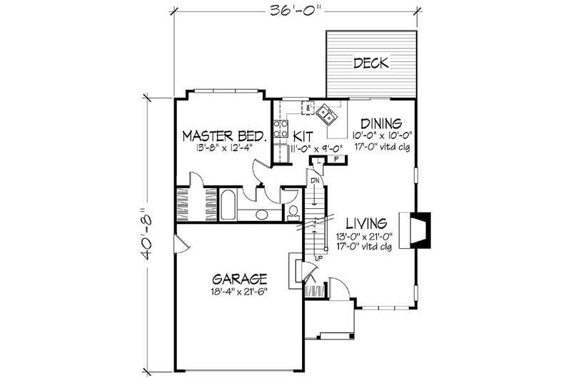 Dream House Plan - Floor Plan - Main Floor for Prairie House Plan #320-1113 - 2 bed, 2 bath