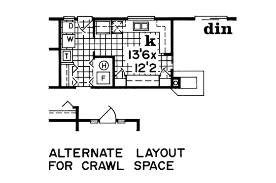 Floor Plan - Other Floor for Ranch House Plan #47-468 - 3 bed, 2 bath