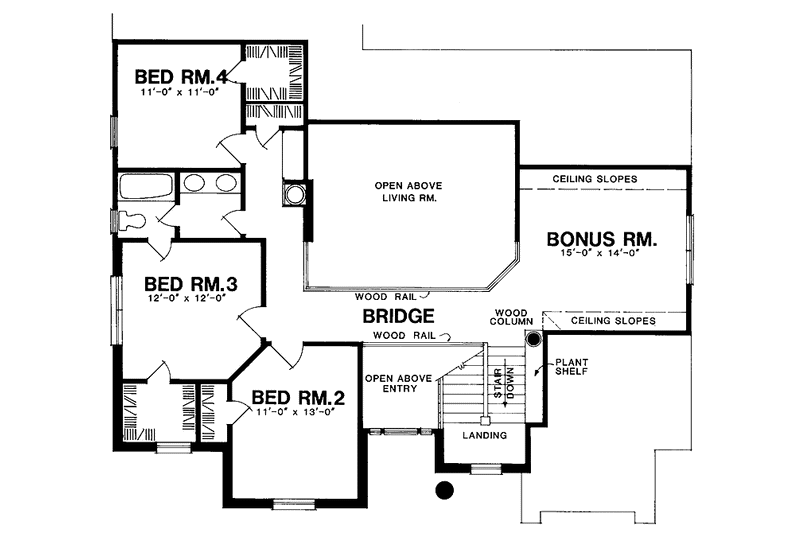 Home Plan - Floor Plan - Upper Floor for Colonial House Plan #40-446 - 4 bed, 2.5 bath