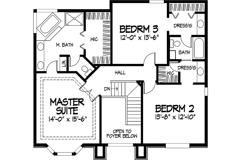 Dream House Plan - Floor Plan - Upper Floor for European House Plan #320-1440 - 3 bed, 2.5 bath