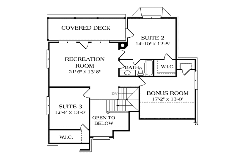House Blueprint - Floor Plan - Upper Floor for Traditional House Plan #453-135 - 3 bed, 2.5 bath