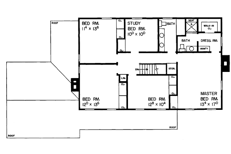 Dream House Plan - Floor Plan - Upper Floor for Country House Plan #72-601 - 5 bed, 2.5 bath