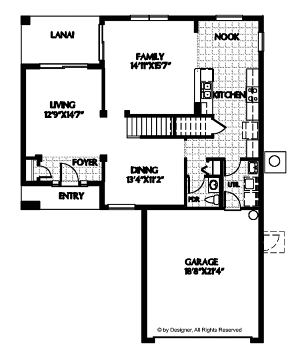 Architectural House Design - Mediterranean Floor Plan - Main Floor Plan #999-73