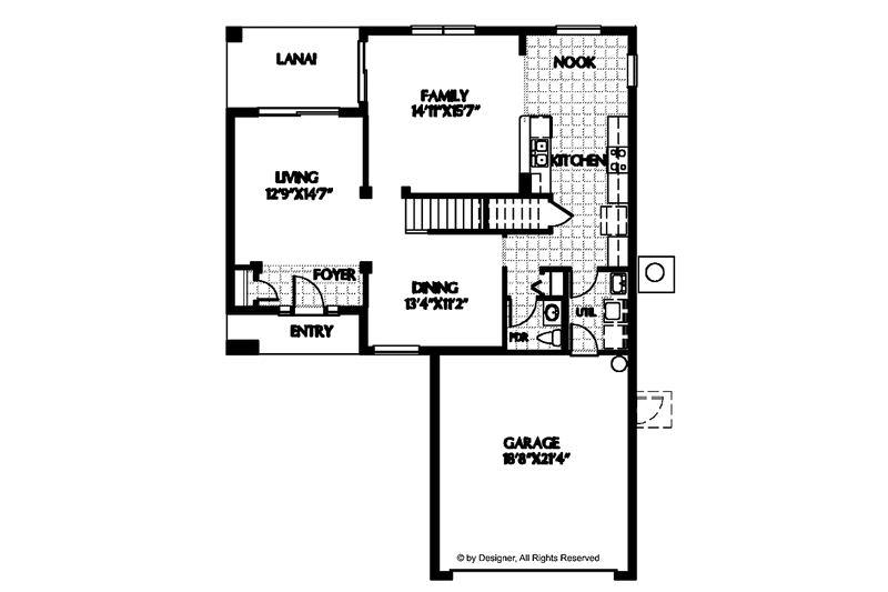 House Plan Design - Floor Plan - Main Floor for Mediterranean House Plan #999-73 - 4 bed, 2.5 bath