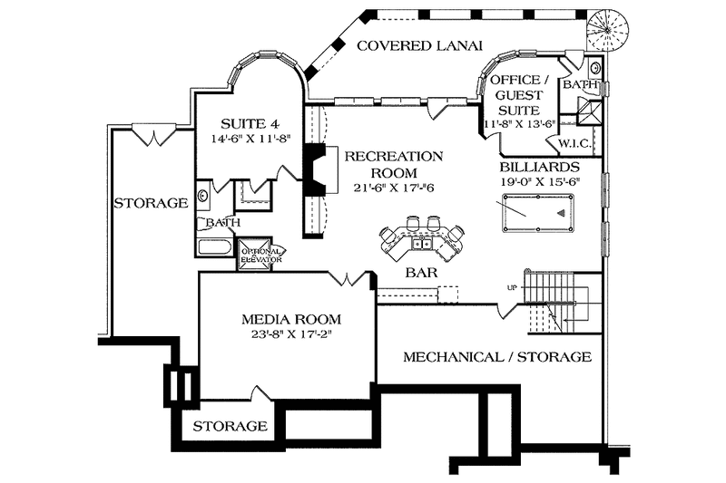 Home Plan - Floor Plan - Lower Floor for European House Plan #453-454 - 5 bed, 5 bath