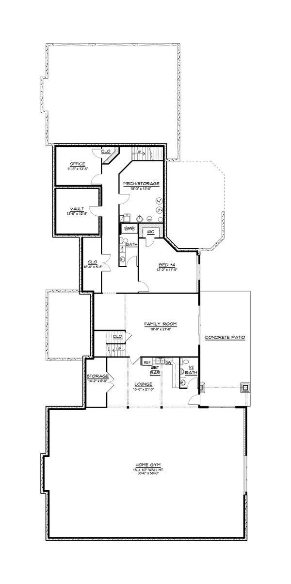 Cabin Floor Plan - Lower Floor Plan #1064-350