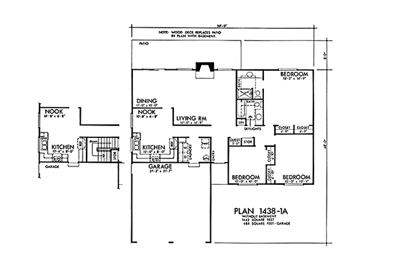 Home Plan - Floor Plan - Main Floor for Ranch House Plan #320-1346 - 3 bed, 2 bath