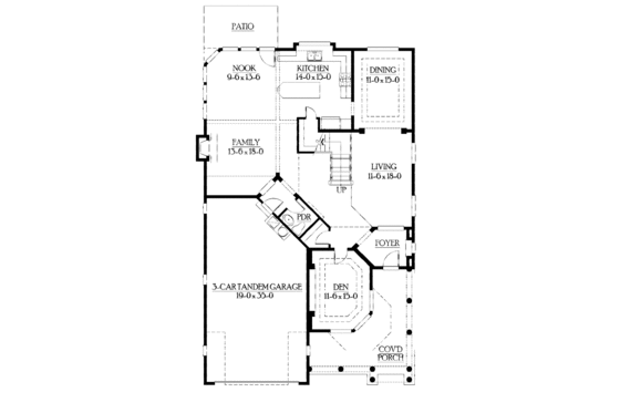 Floor Plan - Main Floor for Craftsman House Plan #132-430 - 4 bed, 2.5 bath