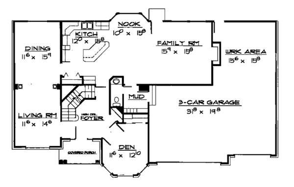 House Blueprint - Country Floor Plan - Main Floor Plan #308-247