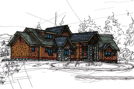Exterior - Front Elevation 3 for Craftsman House Plan #921-4 - 3 bed, 4 bath