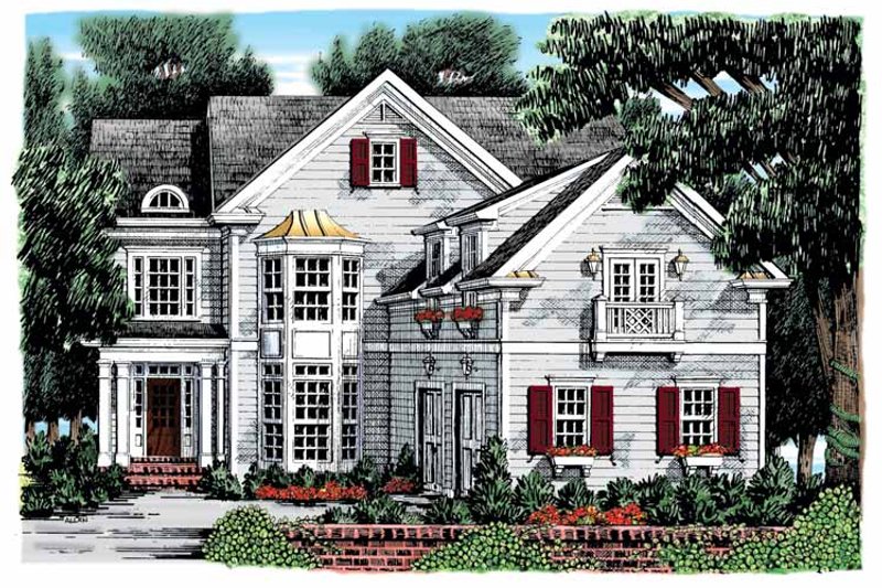 Colonial Style House Plan - 4 Beds 4 Baths 2593 Sq/Ft Plan #927-895