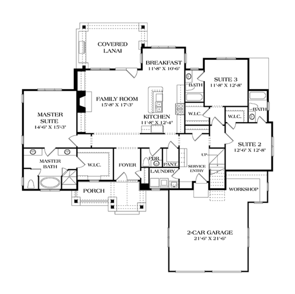 Craftsman Floor Plan - Main Floor Plan #453-615
