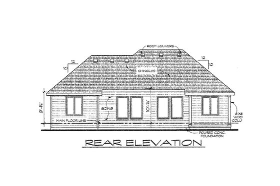 Exterior - Rear Elevation for Traditional House Plan #20-2109 - 3 bed, 2 bath