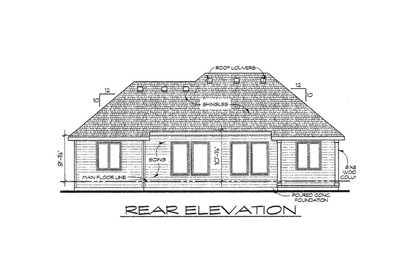 Home Plan - Exterior - Rear Elevation for Traditional House Plan #20-2109 - 3 bed, 2 bath