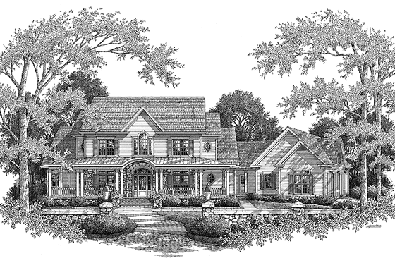Exterior - Front Elevation 4 for Colonial House Plan #71-148 - 4 bed, 4.5 bath