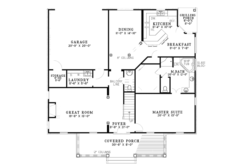 Home Plan - Floor Plan - Main Floor for Country House Plan #17-3184 - 3 bed, 2.5 bath