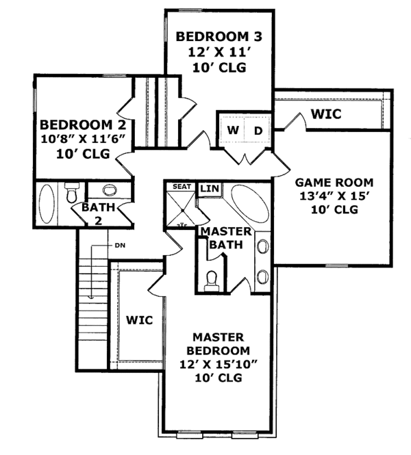 House Plan Design - Colonial Floor Plan - Upper Floor Plan #952-198