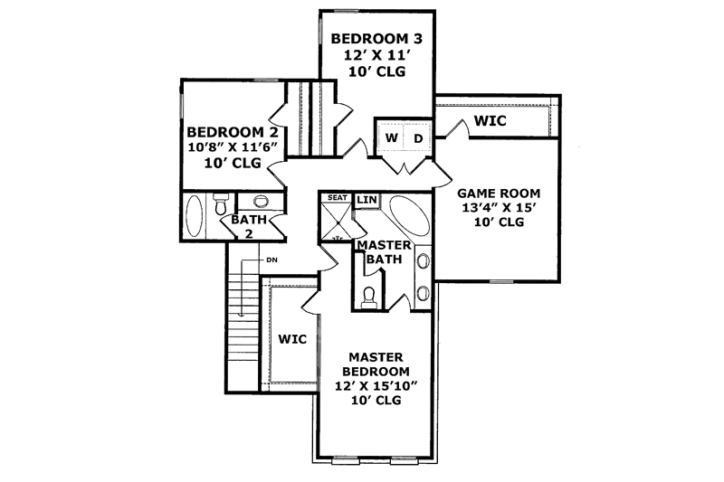 Dream House Plan - Floor Plan - Upper Floor for Colonial House Plan #952-198 - 3 bed, 2.5 bath